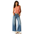 Ariat Women's Ultra High Rise Jazmine Wide Jeans in blue denim - Full