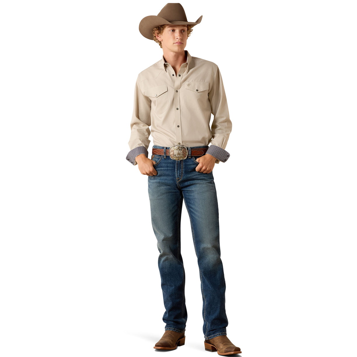 Wrinkle Free Pinpoint Oxford Fitted Snap Shirt