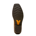 Brown shoe sole with a visible brand logo on a white background