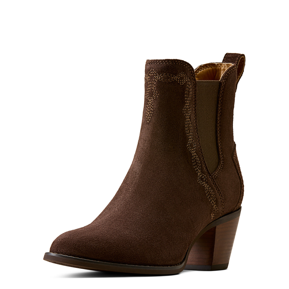 Brown ankle boot on a white background