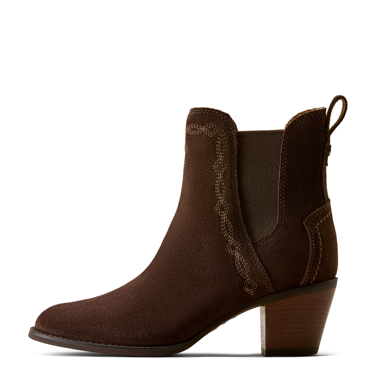Brown ankle boot on a white background
