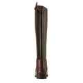 Brown riding boot on a white background