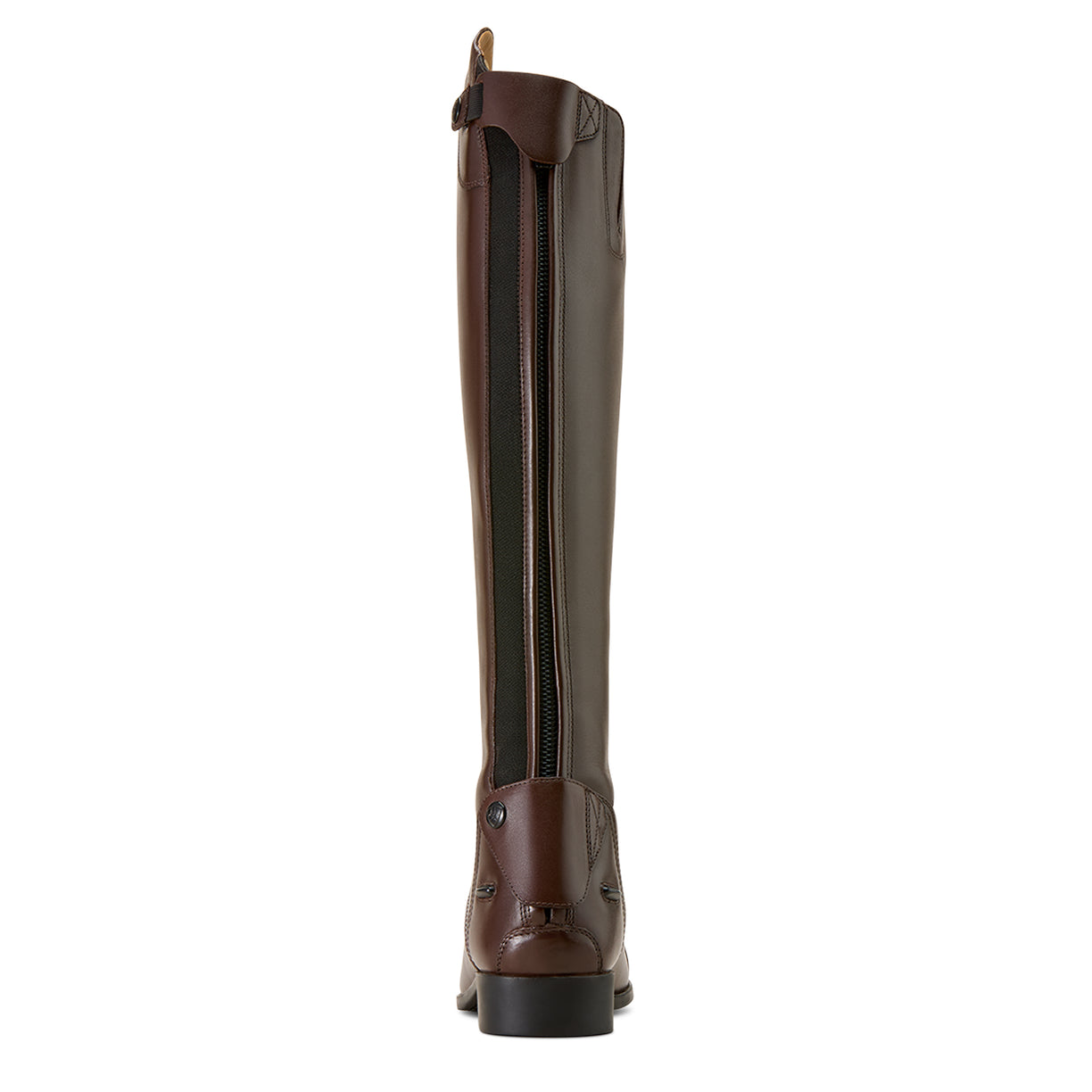 Brown riding boot on a white background