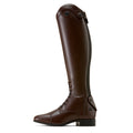 Brown riding boot on a white background