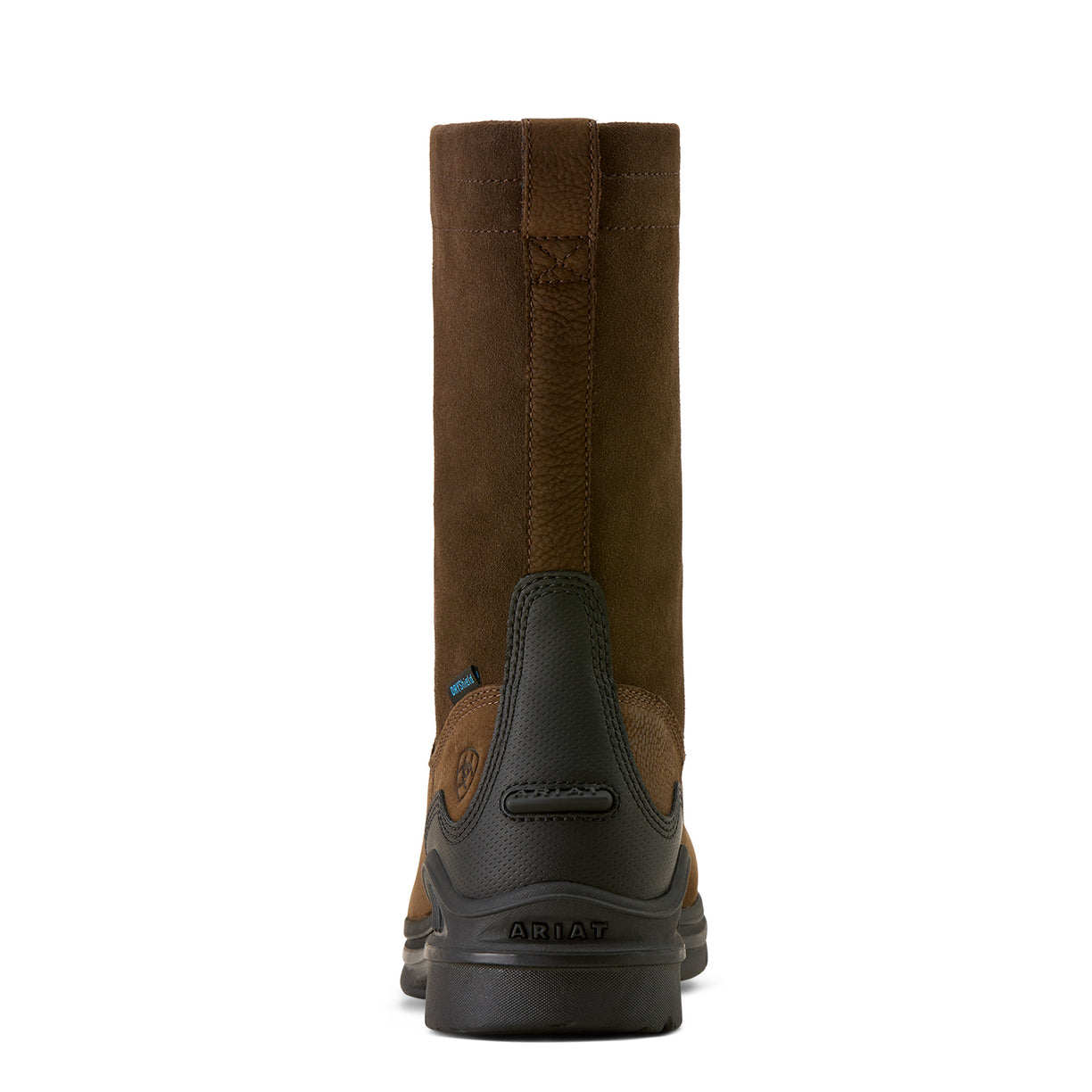 Brown and black boot with brand logo on a white background