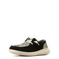 Black and white sneaker with patterned side on a white background