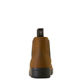 Brown kids leather boot with black sole on a white background