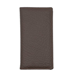 Brown leather wallet with Ariat logo on a white background