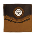 Two-tone leather wallet with Ariat logo on a white background