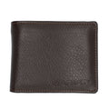 Brown leather wallet with Ariat logo on a white background