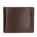 Brown leather wallet with Ariat logo on a white background