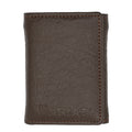 Brown leather wallet with Ariat logo on a white background