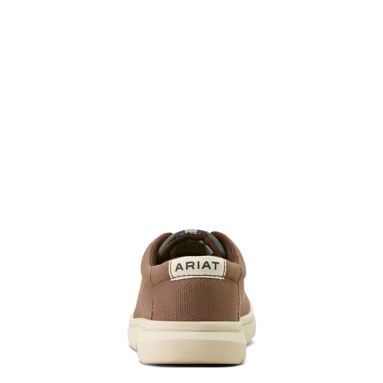 Brown children's shoe with a white sole on a white background