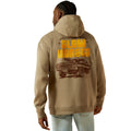 Beige hoodie with 'Slow Horse' graphic on the back, worn by a person.