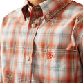 Plaid shirt with a brand logo on a white background