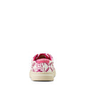 Pink and white patterned sneaker on a white background