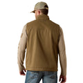 Man wearing a brown jacket and cap on a white background