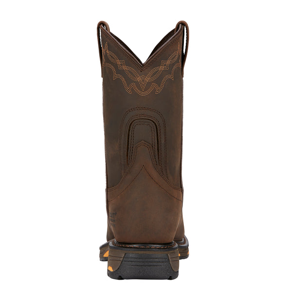 Men's WorkHog Waterproof Composite Toe Work Boots in Oily Distressed Brown, 10001200 Ariat heel
