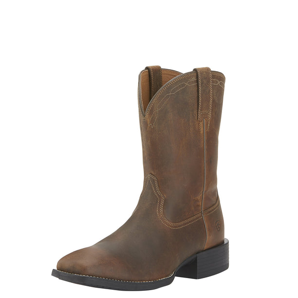 Ariat Men's Heritage Roper Wide Square Toe in powder brown leather - Front