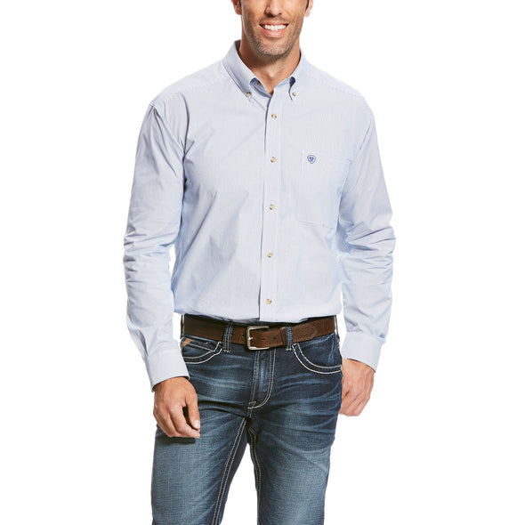 Men's Pro Series Dayne Mini Stripe Shirt in True Blue 10023597 Ariat