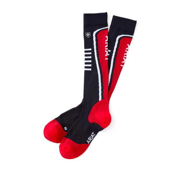 Ariat Women's AriatTEK Slimline Performance Socks Navy / Red 10026144