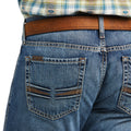 Ariat Men's M7 Slim Merrick Stackable Straight Jeans in dark blue denim - Detail