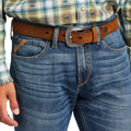 Ariat Men's M7 Slim Merrick Stackable Straight Jeans in dark blue denim - Detail