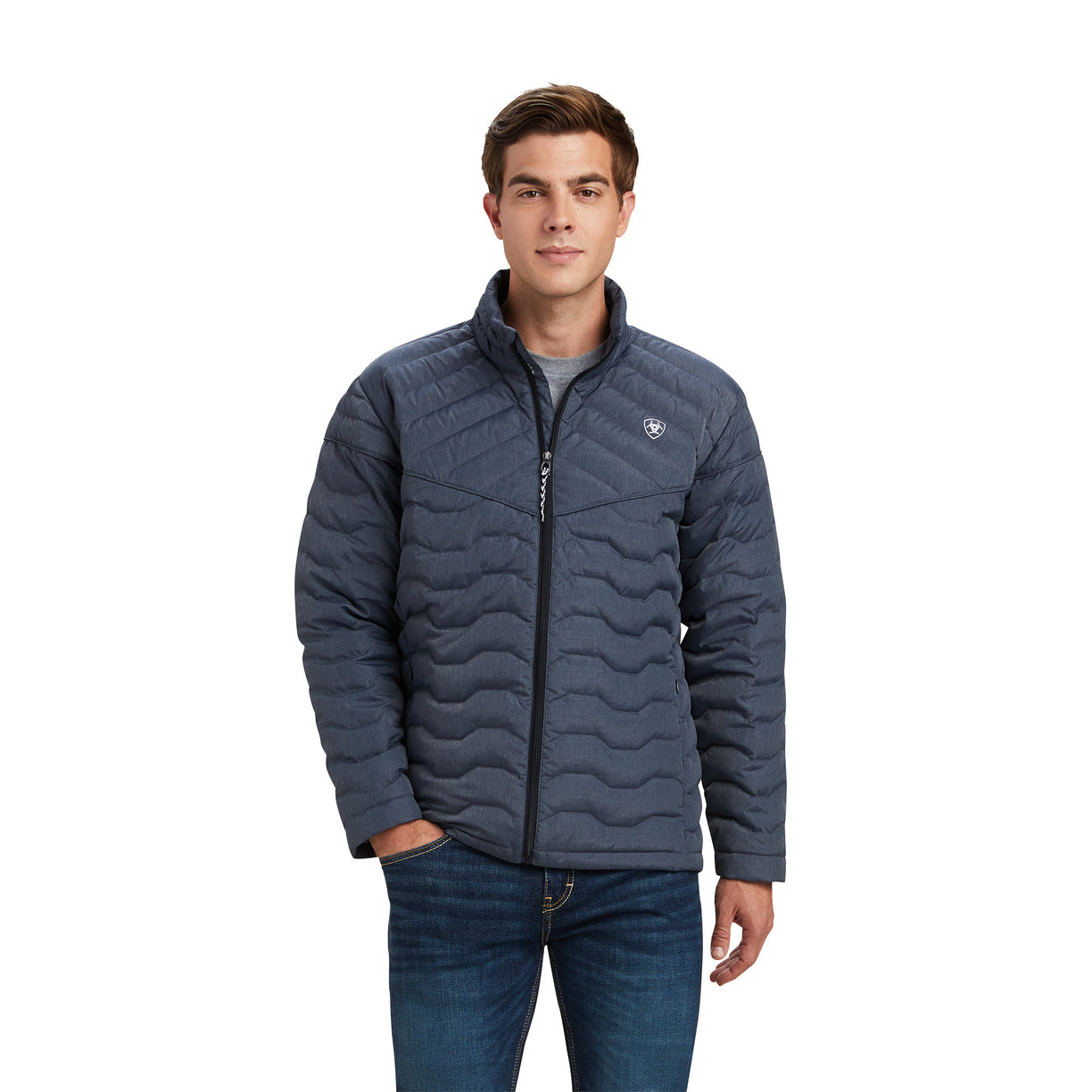 Ariat Men's Ideal Down Jacket in charcoal heather - Front