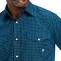Ariat Men's Freddie Classic Fit Snap Shirt in dark teal colour - Detail
