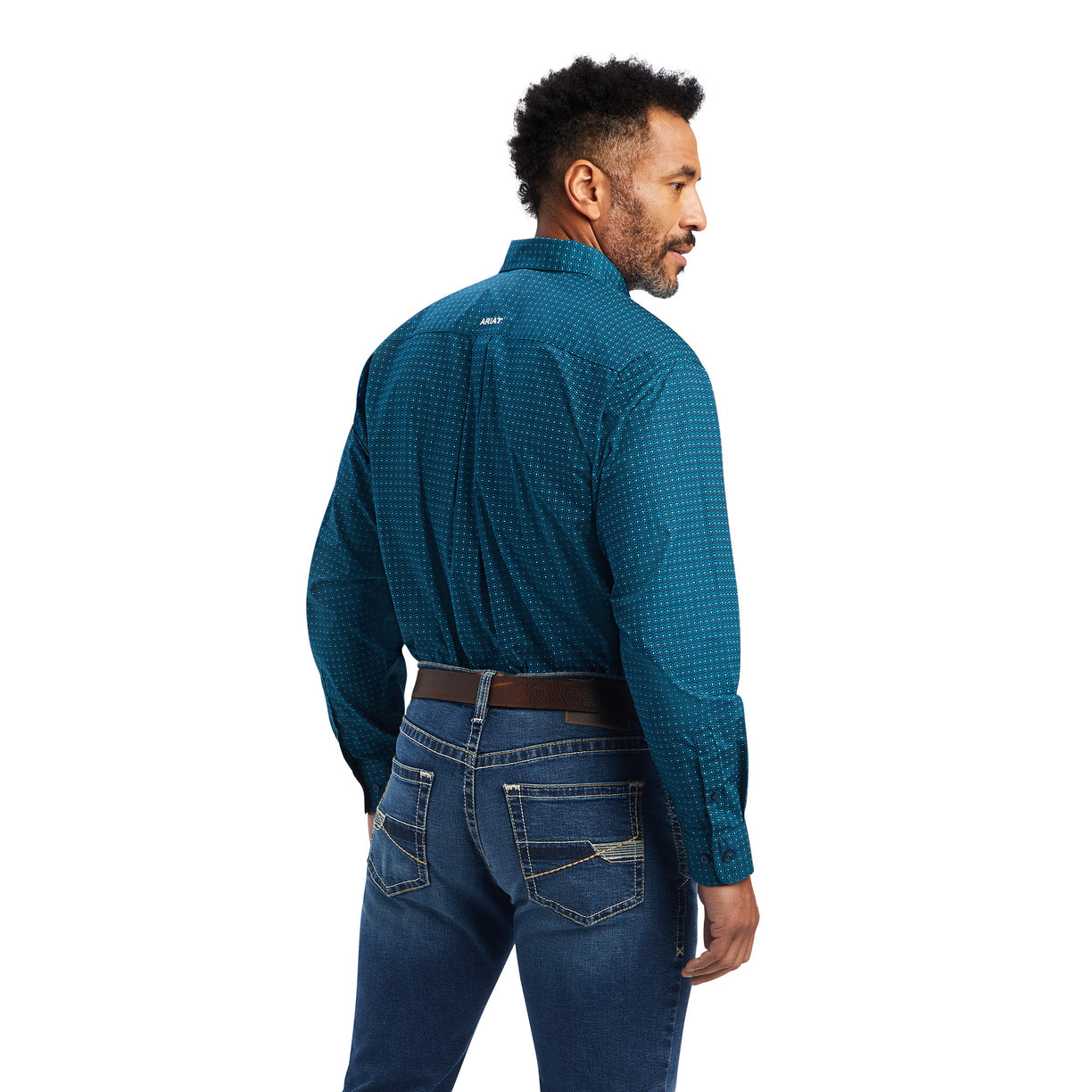Ariat Men's Freddie Classic Fit Shirt in dark teal colour - Back