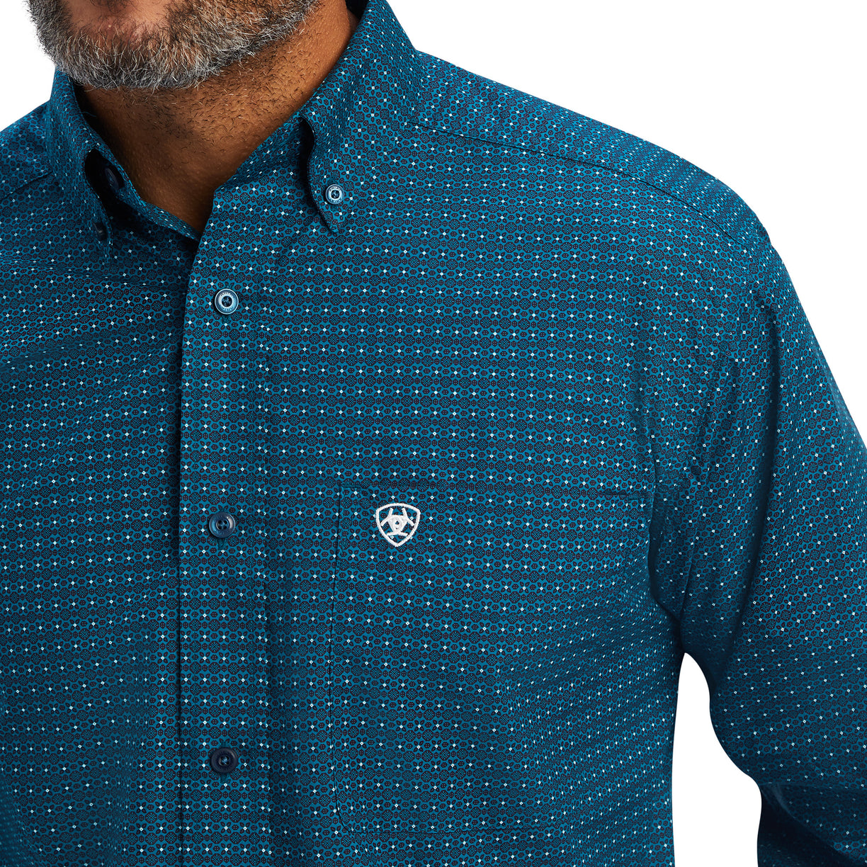Ariat Men's Freddie Classic Fit Shirt in dark teal colour - Detail