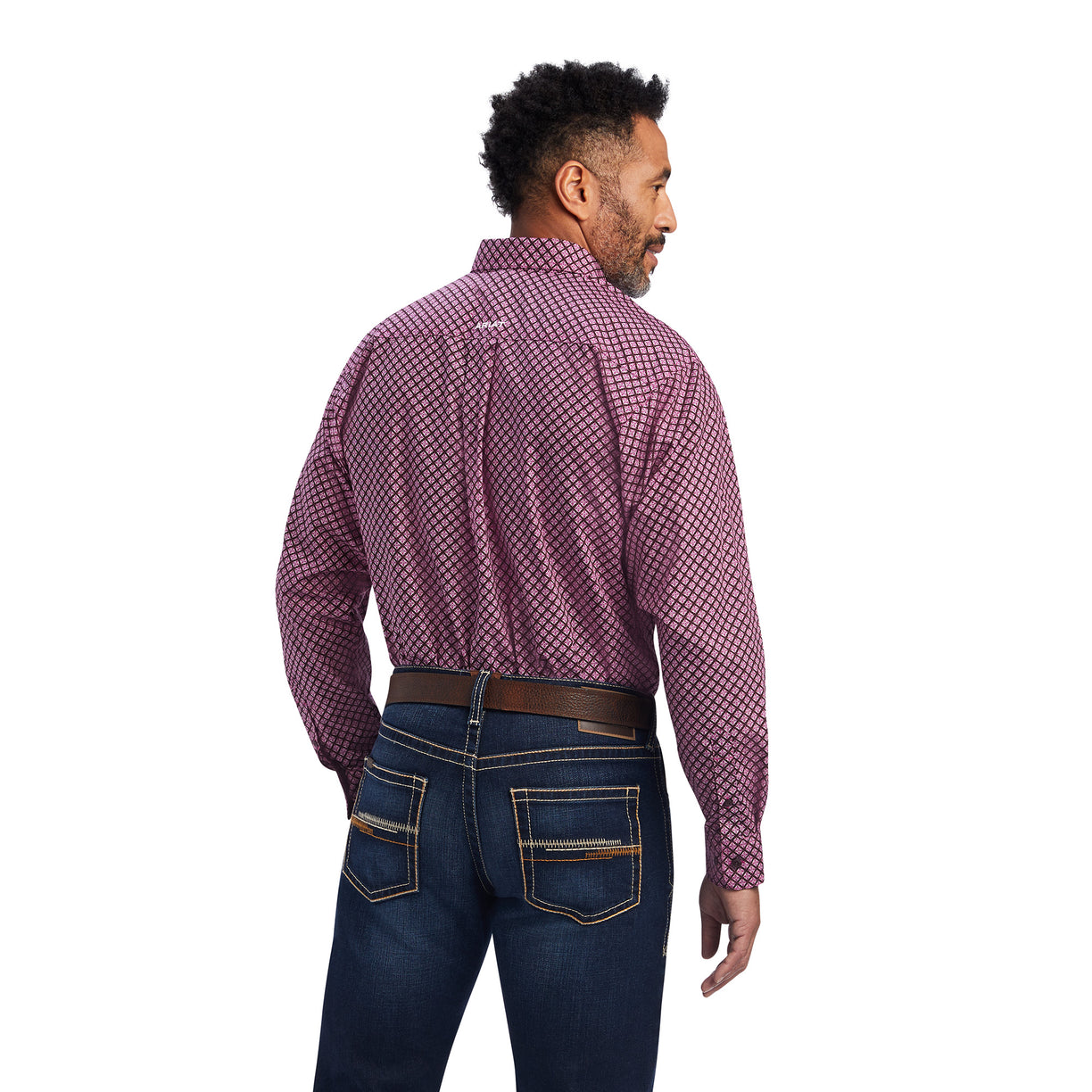 Ariat Men's Finegan Classic Fit Shirt in purple pattern - Back