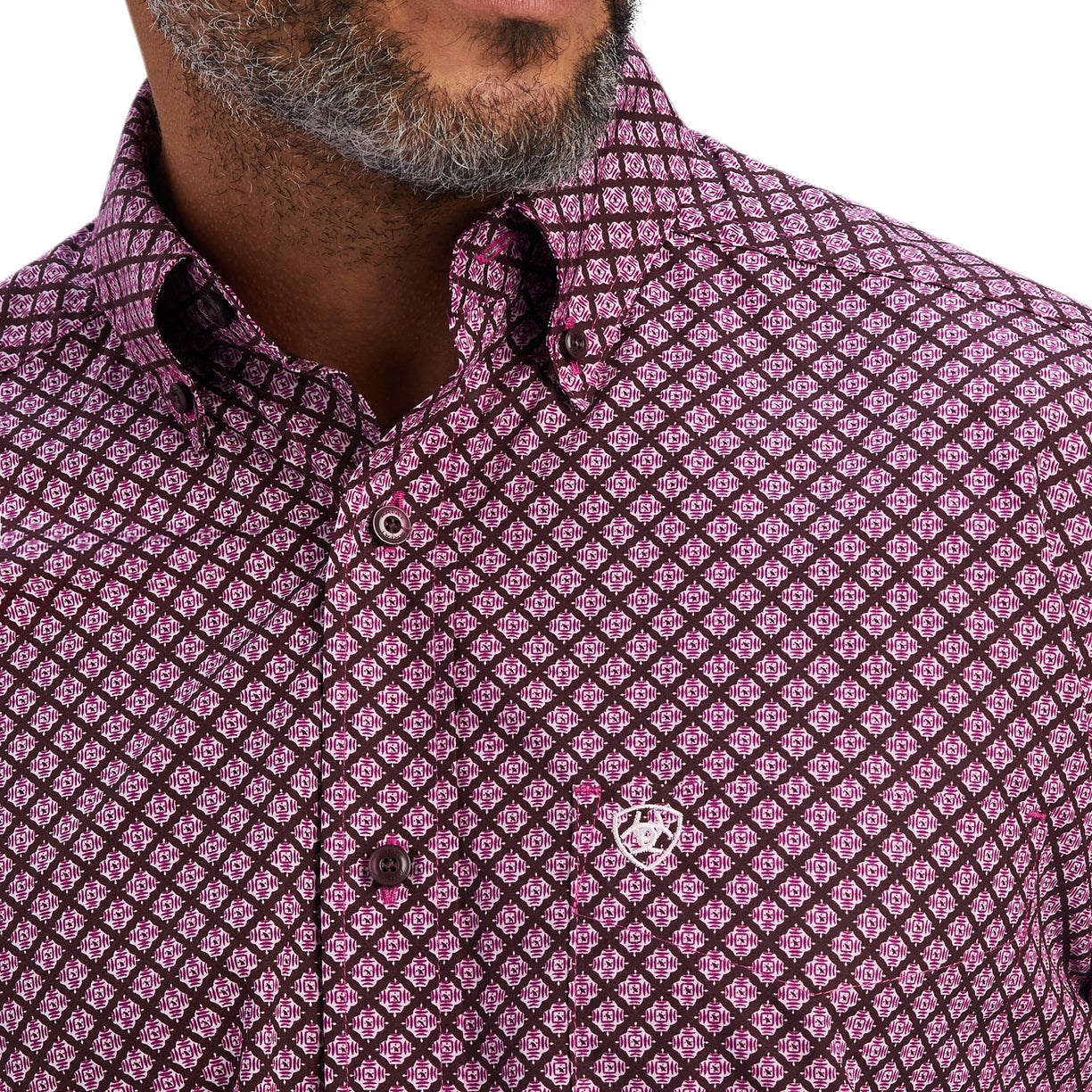 Ariat Men's Finegan Classic Fit Shirt in purple pattern - Detail