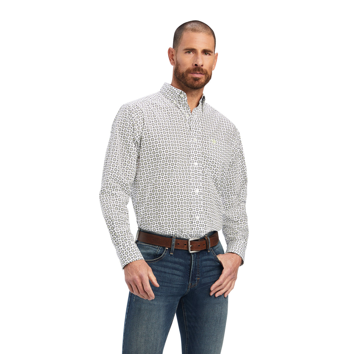 Ariat Men's Beaumont Classic Fit Shirt in White Colour Front