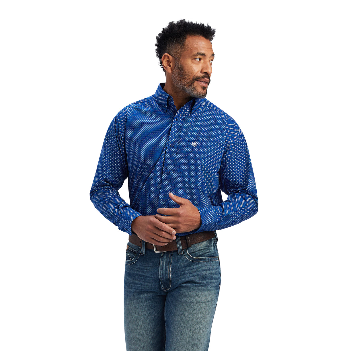 Ariat Men's Benedict Classic Fit Shirt in Classic Blue Colour Front
