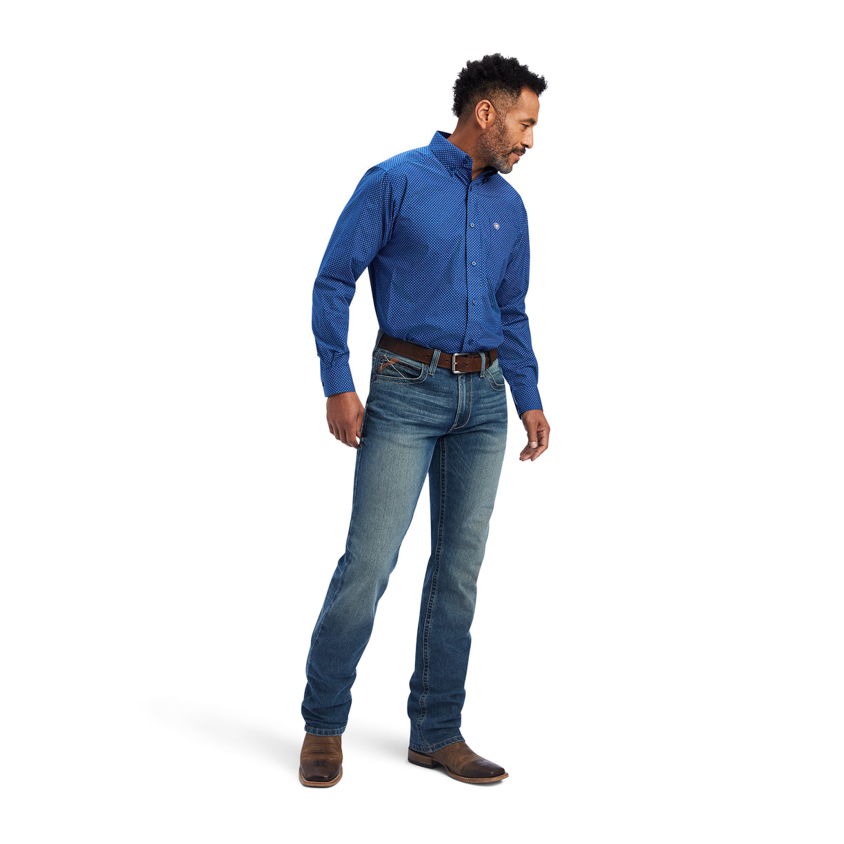 Ariat Men's Benedict Classic Fit Shirt in Classic Blue Colour Full