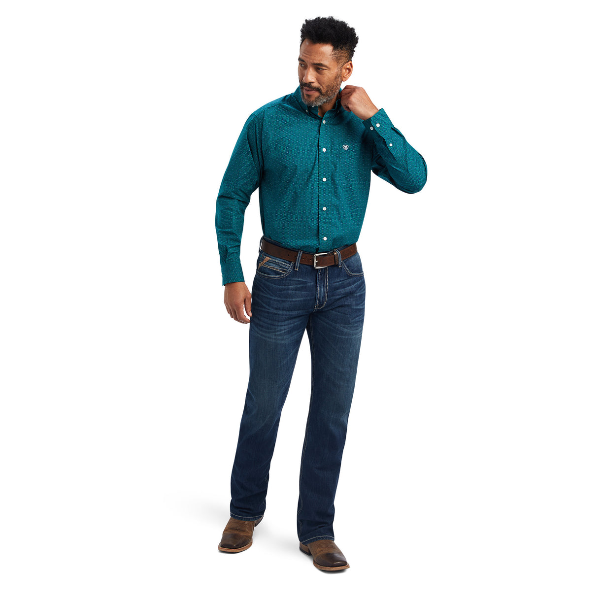 Ariat Men's Benson Classic Fit Shirt in Everglade Colour Detail