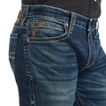 Ariat Men's M7 Slim Bowie Straight Leg Jeans in dark blue denim - Detail