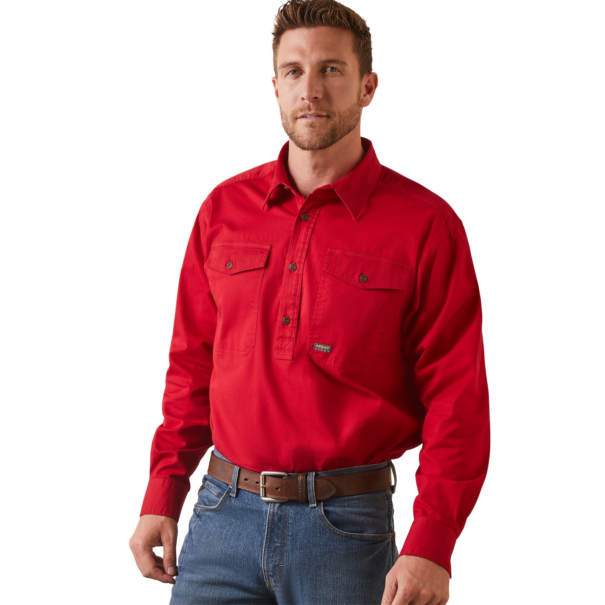 Men's Rebar Half Button Workshirt in Red – Ariat Australia