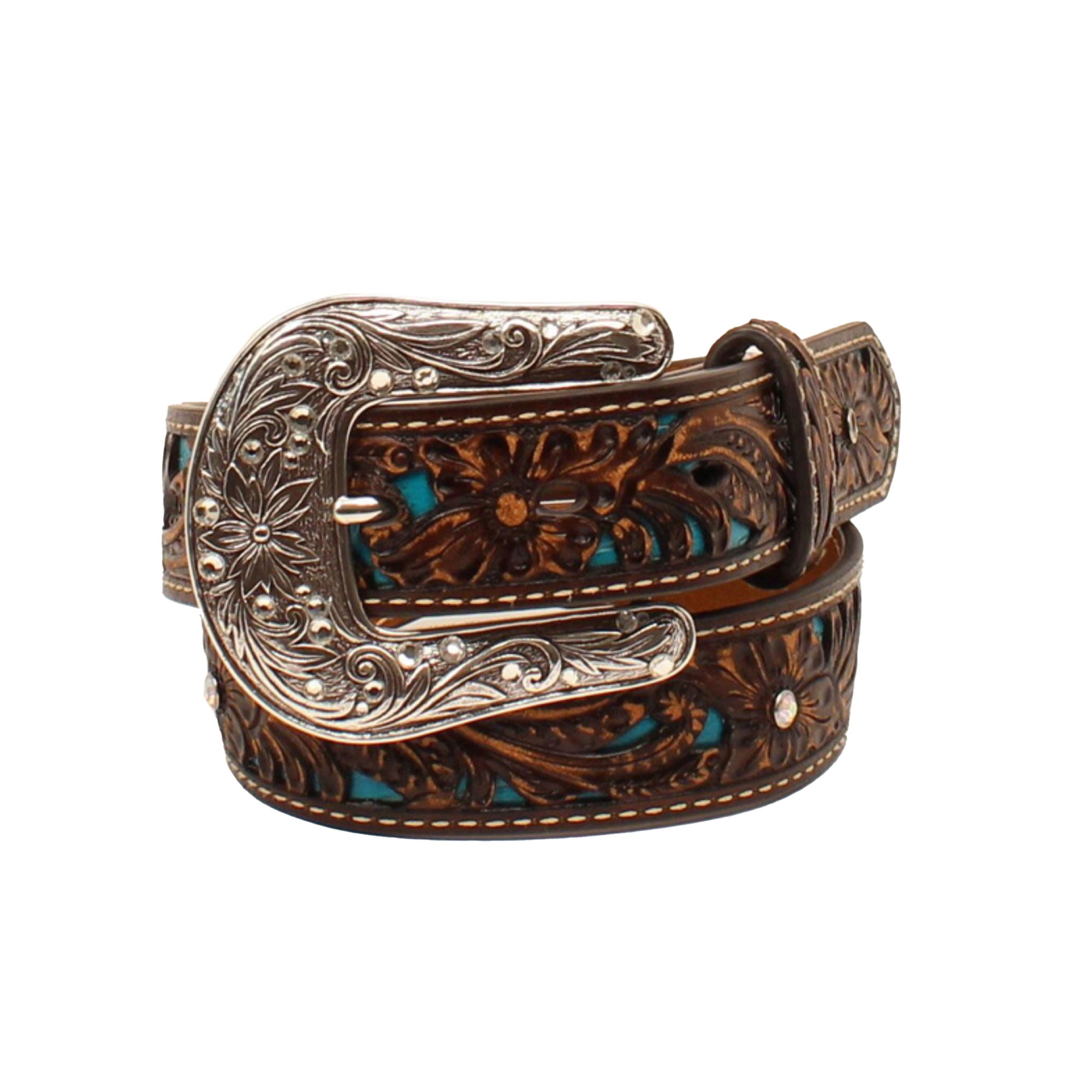 Ariat Tooled Leather Belt - Men's Belts in Brown