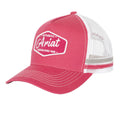 Ariat Est Patch Trucker Cap in pink with badge - Front