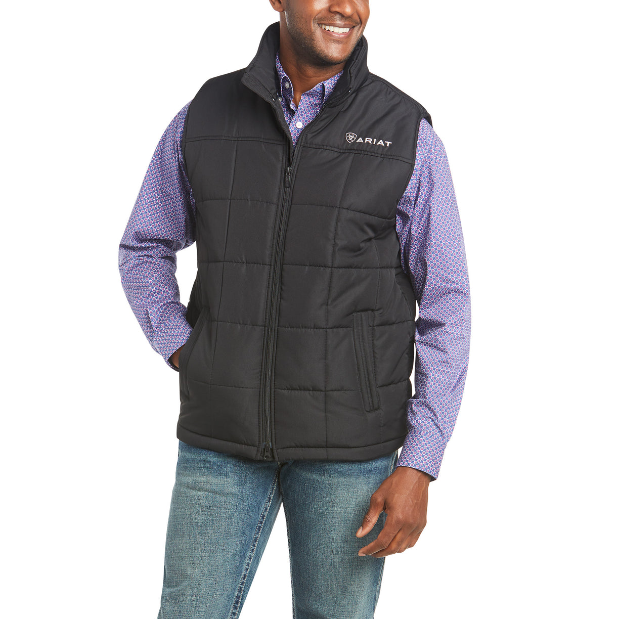 Ariat Men's Crius Insulated Vest in Black - Front