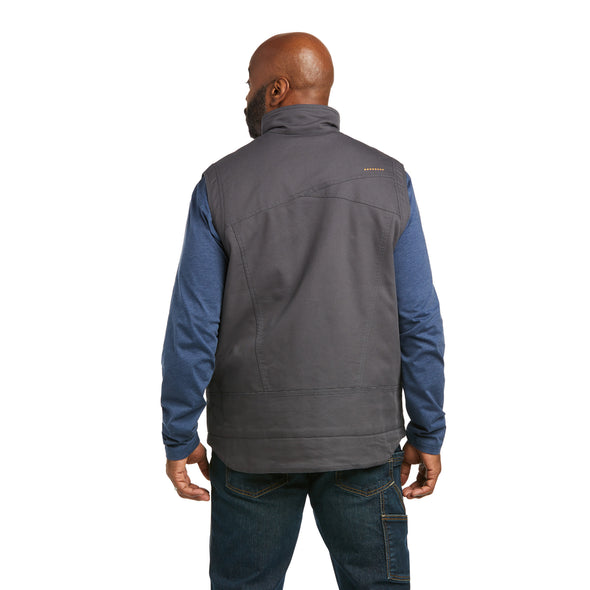 Men's Rebar Washed DuraCanvas Insulated Vest in Grey 10037385 Ariat back