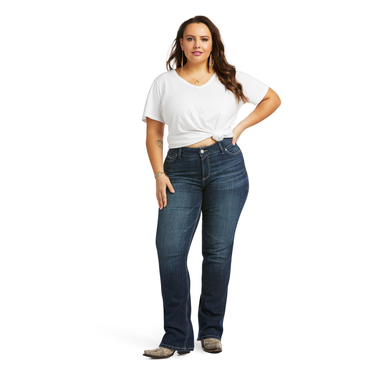 Ariat Women's R.E.A.L. Mid Rise Arrow Fit Beverly Boot Cut Burbank 10037678 plus full