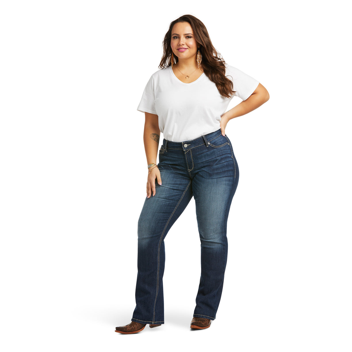 Ariat Women's R.E.A.L. Mid Rise Janet Boot Cut Lita 10037681 full plus