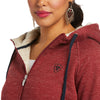 Women's Fleece Full Zip Sweatshirt in Rhubarb 10037930 Ariat detail