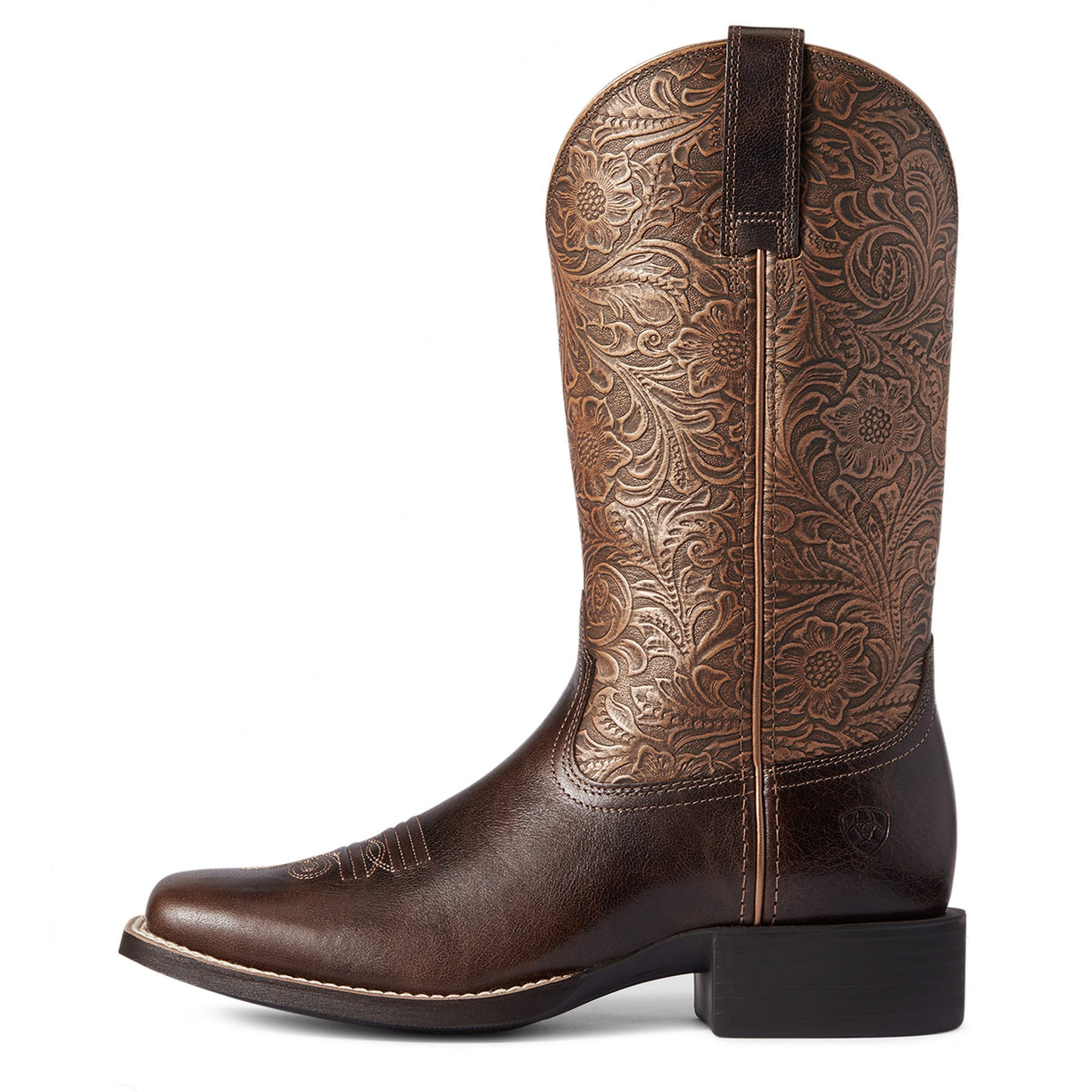 Women's Round Up Wide Square Toe Western Boots in Arizona Brown 10038420 Ariat side