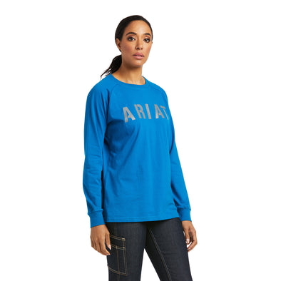 Women's Rebar CottonStrong Block T-Shirt in Mykonos Blue 10037434 Ariat