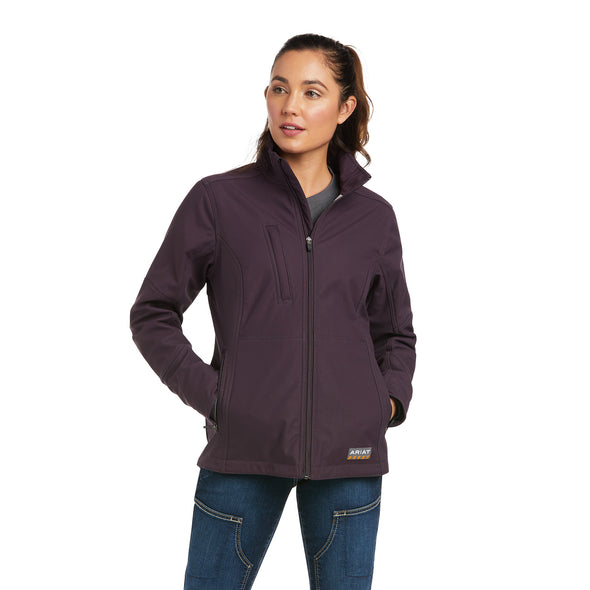  Women's Rebar Stretch Canvas Softshell Jacket Fleece in Plum Perfect 10037661 Ariat