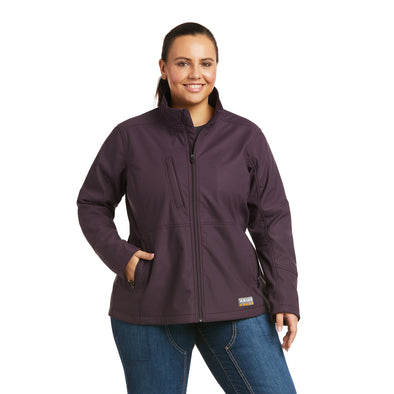  Women's Rebar Stretch Canvas Softshell Jacket Fleece in Plum Perfect 10037661 Ariat plus